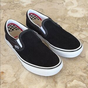 Vans Skate Slip-On Unisex Shoes Black Suede Leather - As New